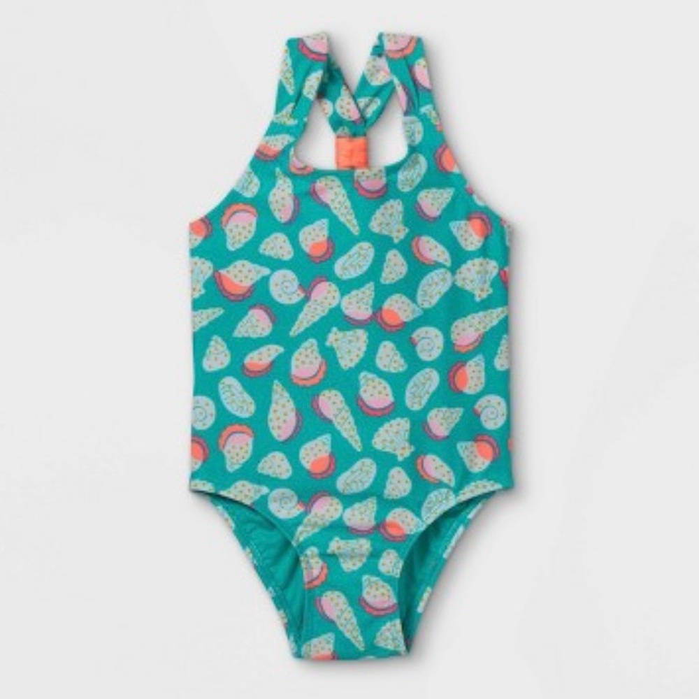 Cat & Jack sea shell one piece bathing suit, toddler girl size 5T